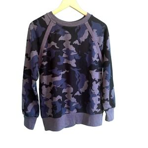 Prana Womens Sweatshirt Cozy Up Nautical Camo Pullover Crew Neck Size XS